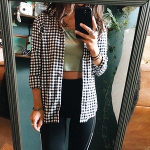 Eddie Bauer Black and White Checkered Button Down Shirt